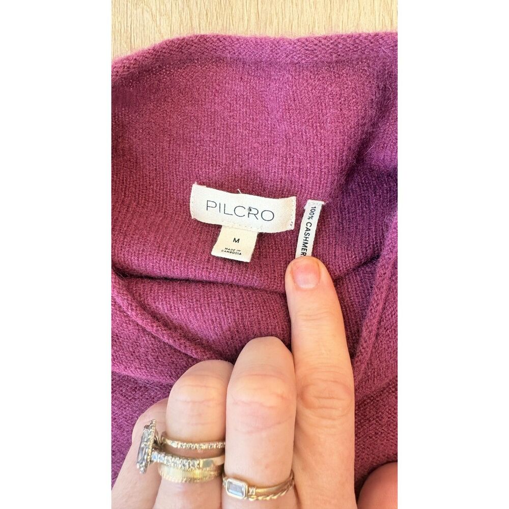 Anthropologie Pilcro Alani 100% Cashmere Mock Neck Sweater Berry Purple Size M - Picture 3 of 4